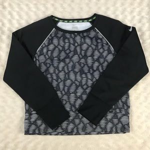 Nike Long Sleeve Top Size Large Black White